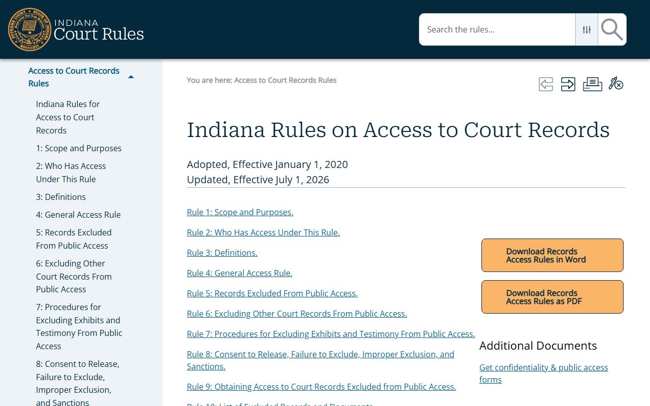 LaGrange County court records Indiana access rules