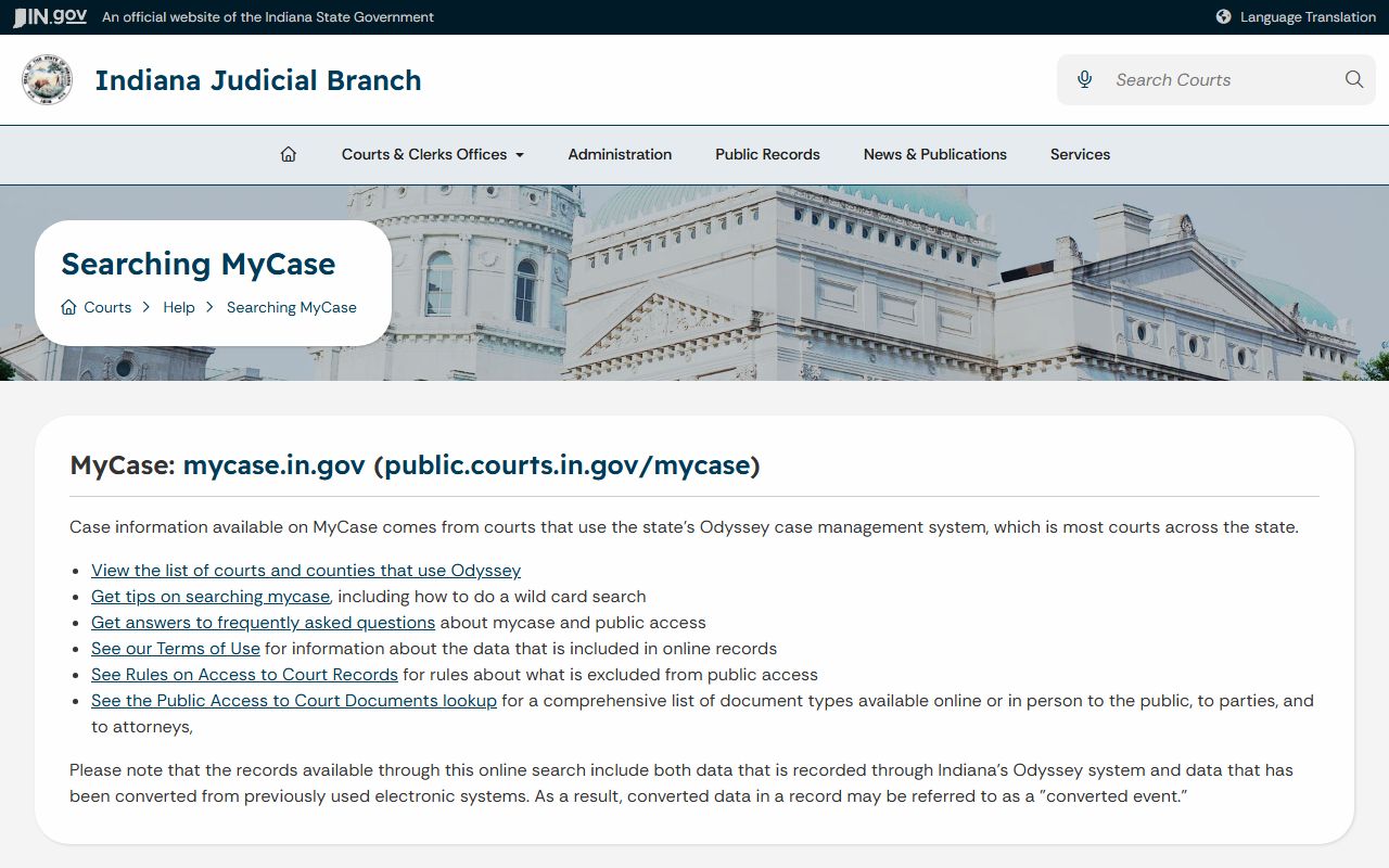 LaGrange County court records MyCase help
