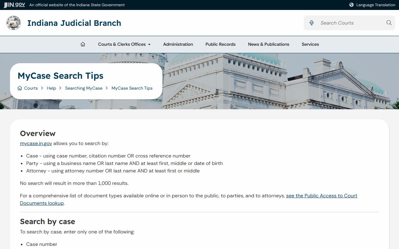 LaGrange County court records MyCase search tips
