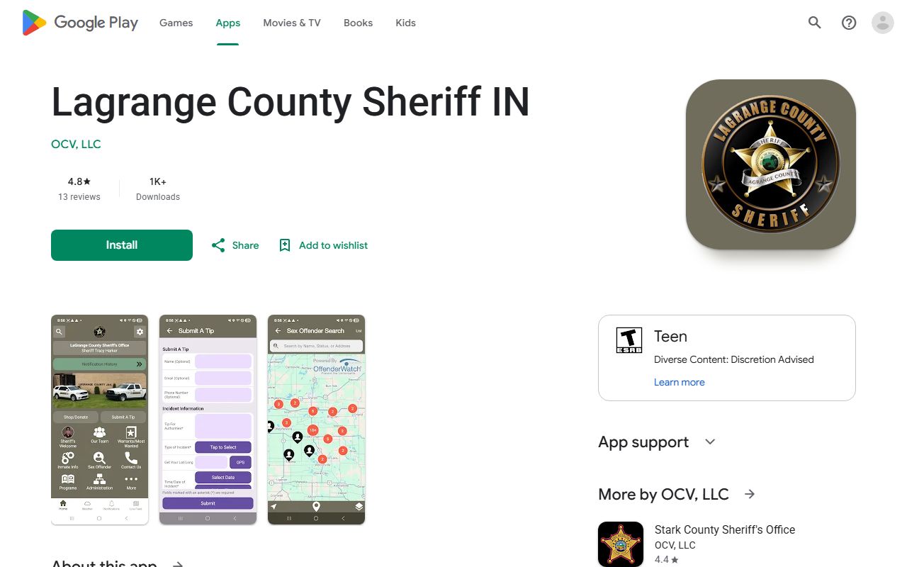 LaGrange County arrest records sheriff Android app listing