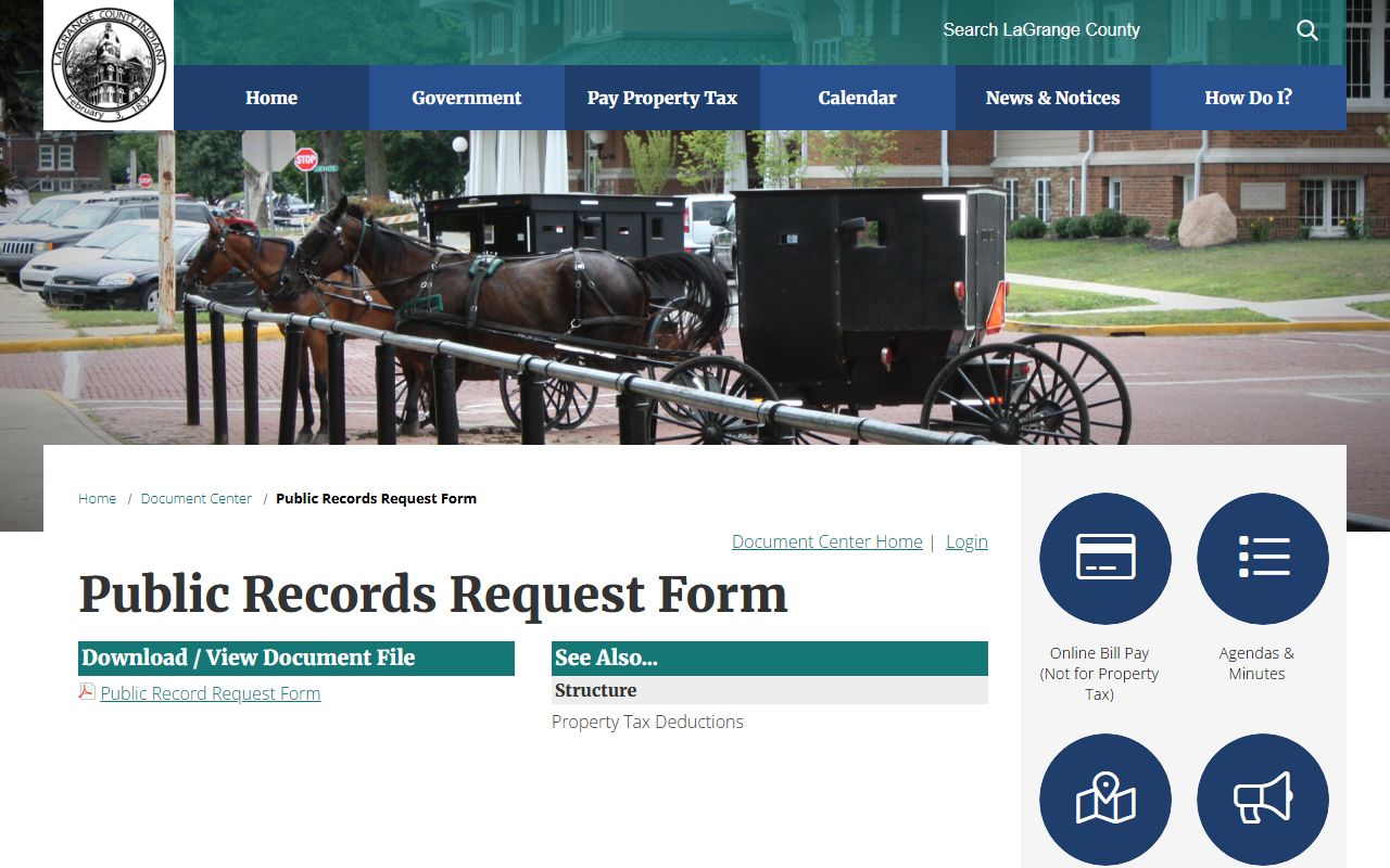 LaGrange County court records public records request page
