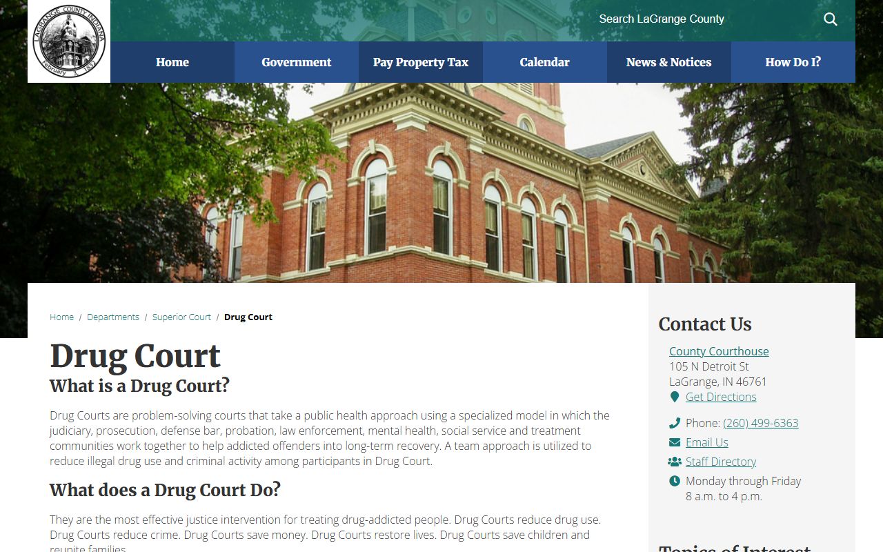 LaGrange County Circuit Court Superior Court Drug Court records