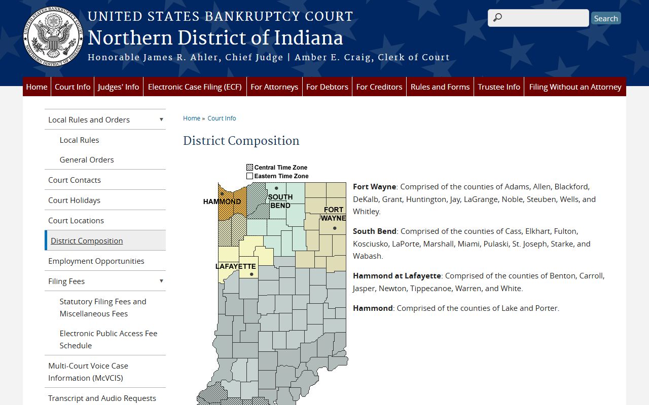 LaGrange County bankruptcy court records district composition