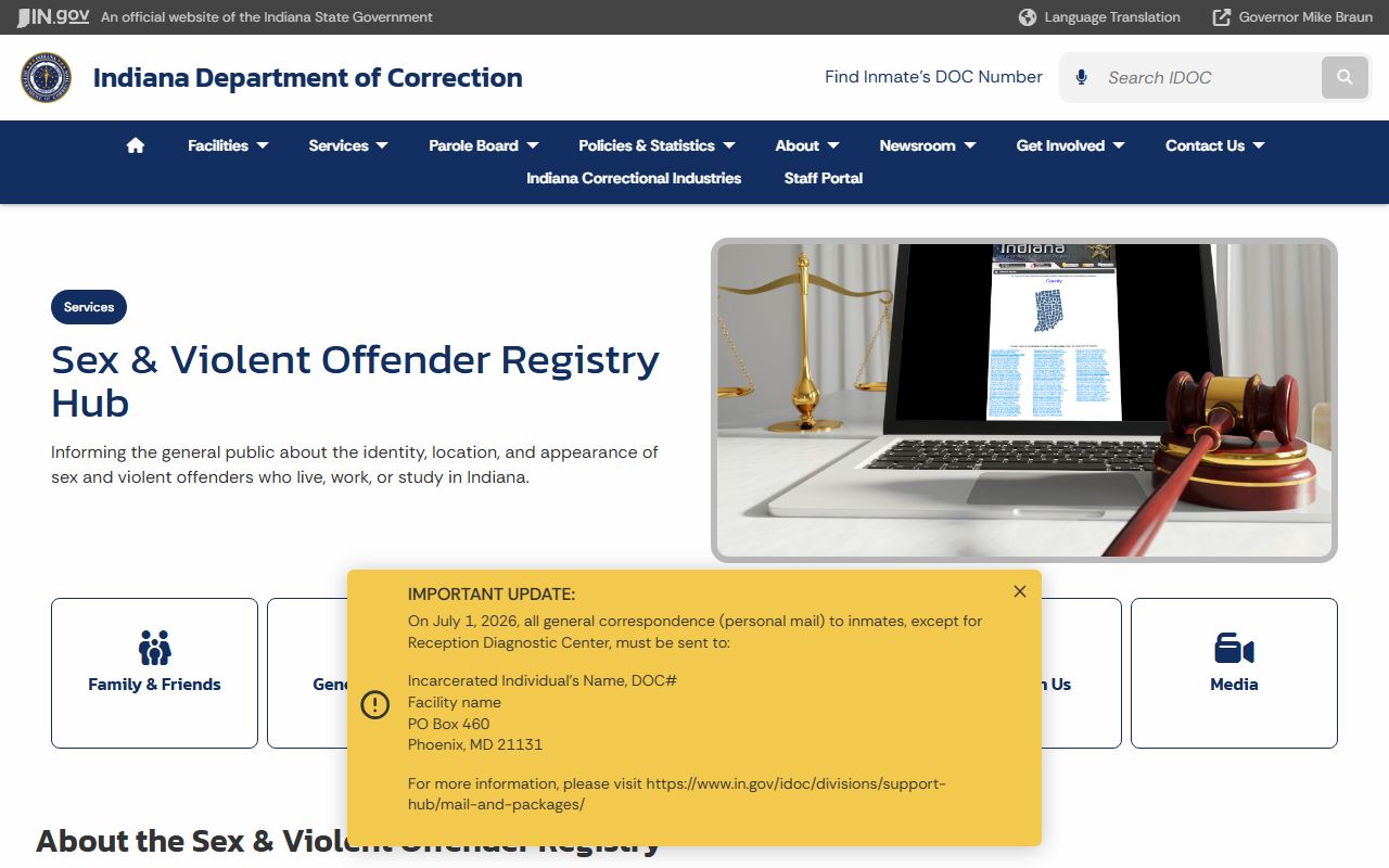 LaGrange County inmate records sex and violent offender registry page