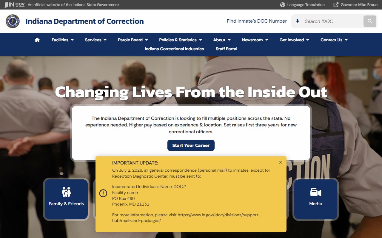 LaGrange County inmate records Indiana Department of Correction page