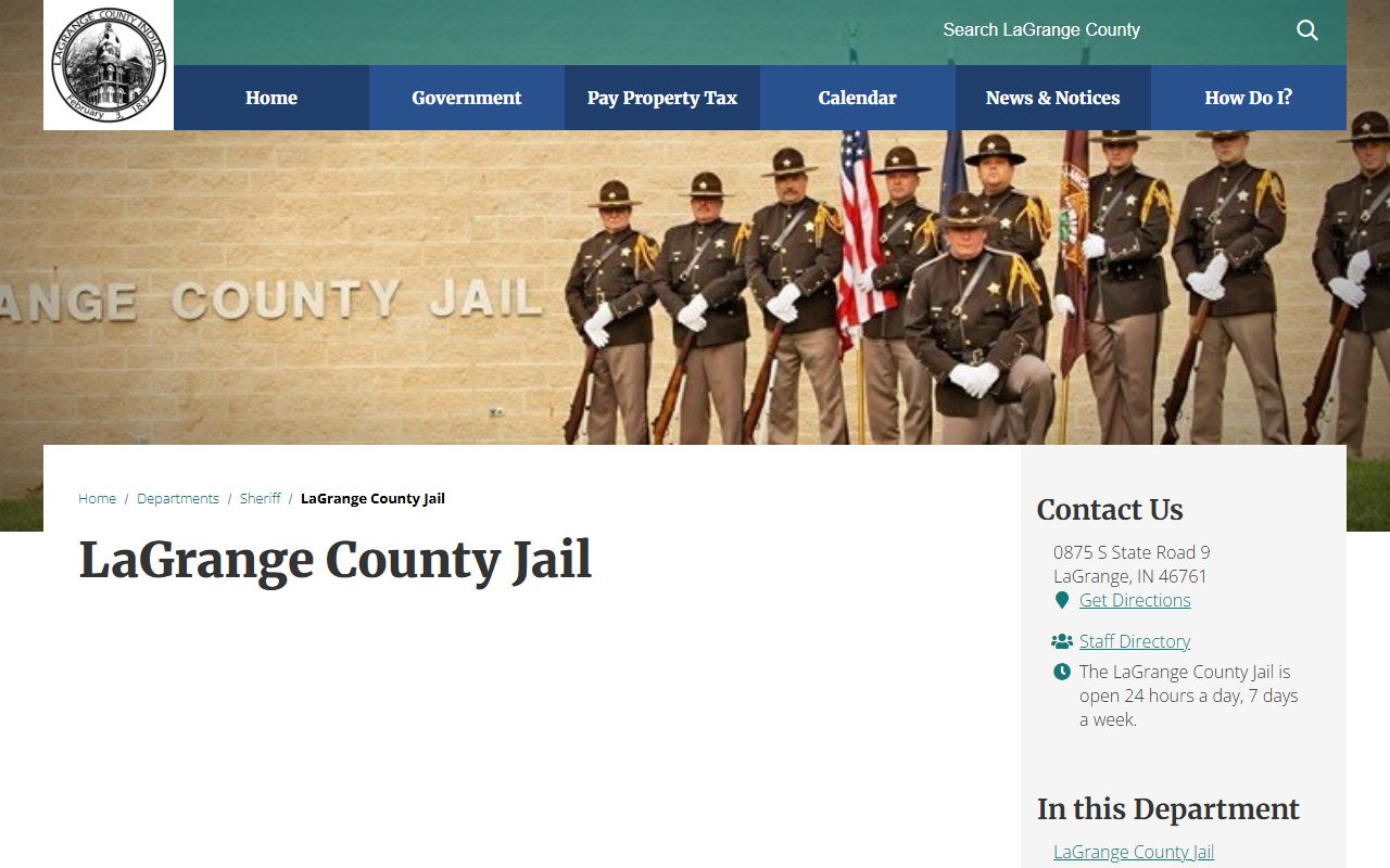 LaGrange County inmate records jail facility page