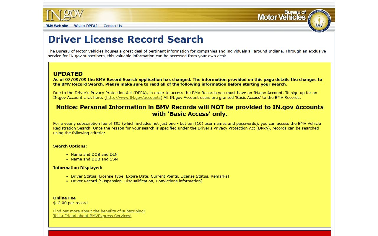LaGrange County traffic court records BMV subscriber license search